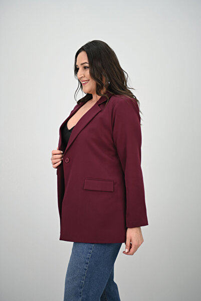 Koza Butik Women's Plus Size Lined Button Blazer Jacket 9008-25-1