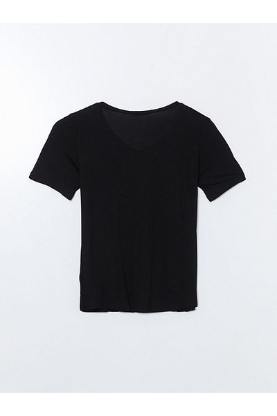 LC Waikiki Tricou cu flori pentru femei cu decolteu în V de sezon nou - S5KR11Z8