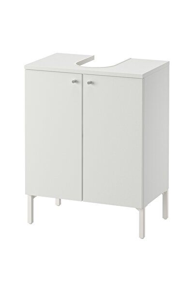 Generic خزانة قاعدة حوض غسيل مع بابين، أبيض، 50×65 سم