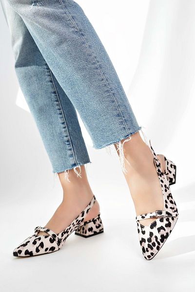 bulutmod Ba04566 Women's Leopard Large Size 4 cm Heeled Shoes