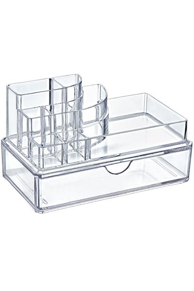 Dükkanönü Drawers Catwalk Cosmetics Product Organizer Makeup Organizer Lipstick Makeup Box with Brush Compartment