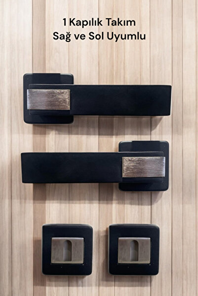 evnepa Sofuoğlu Asude Kapı Kolu Siyah Saten Oda Kapı Kolu Kulpu Kolları