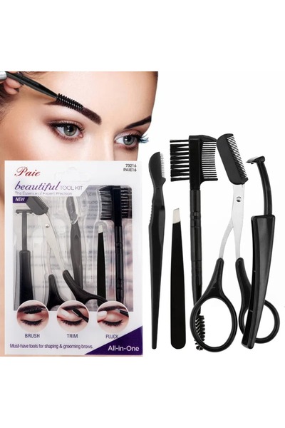 Genel Markalar 5'İ 1 ARADA Özel Kaş Düzeltici Set Makas+Cımbız+Kaş Jileti+Kaş Kazıyıcı +Kaş Fırçası/Tarağı