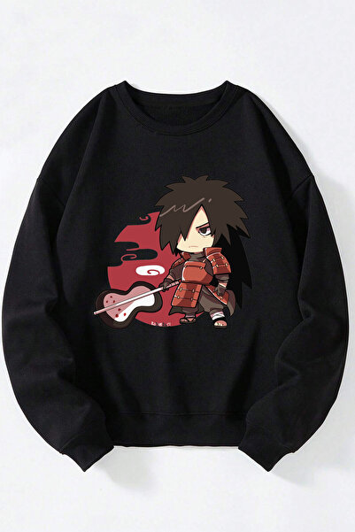 Anetos Naruto Uchiha Madara drăguț unisex negru guler rotund bumbac hanorac