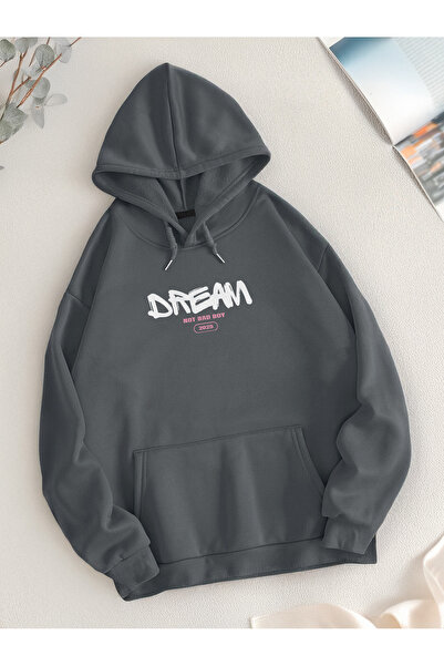 De Carte سويت شيرت بقلنسوة كاجوال موسمي مطبوع من DREAM للجنسين