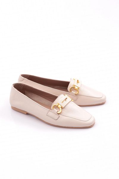 DGN Women's Ballerinas Genuine Leather Ecru 8116453