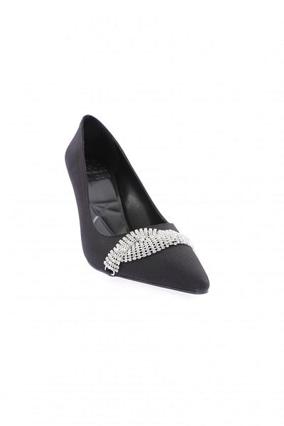 DGN Pantofi cu toc cu bretele din piatră de cristal de damă, in negru 13103378