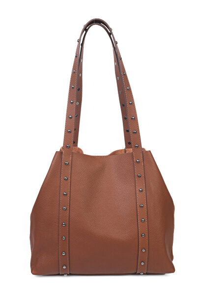 Ysmn Hakiki Deri Zımba Detaylı Kadın Omuz Çantası YC012075DRL