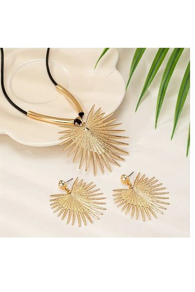 mos&more 3 Piece Gold Women's Necklace Earring Set