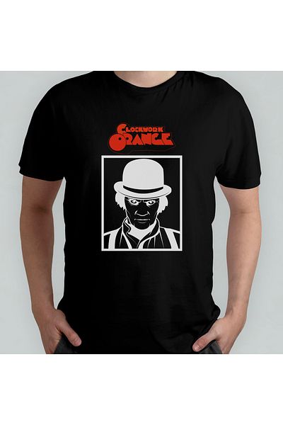 Pixxa Stanley Kubrick A Clockwork Μπλουζάκι με πορτοκαλί λαιμόκοψη - 100% βαμβάκι Μοντέλο 1