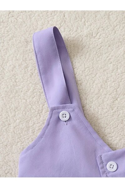 Modakido *İkili Kombin*3 Boyutlu Çiçek/Tavşan Süslenmiş Yeşil Elbise/Mor ve Beyaz Gömlek.Kız Çocuk/Kız Bebek