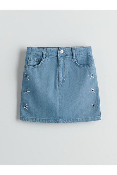 LC Waikiki Fusta de jeans pentru fete cu talie elastică reglabilă