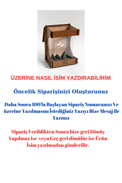 Quun EMSE Beta Mini Ledli ışıklı Akvaryum Ahşap Tasarım Kahverengi Hediyelik Kişiye özel Üretim