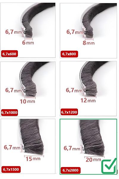 BABAWİCK Glass Balcony, Sliding Door Wick, Bristle Wick Base 6.7 Mm, Height 20 Mm, Length 10 Meters 67X2000