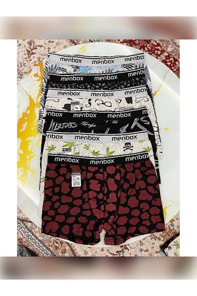 MENBOX Πακέτο 6 ανδρικών μπόξερ με σχέδια Lycra Classic