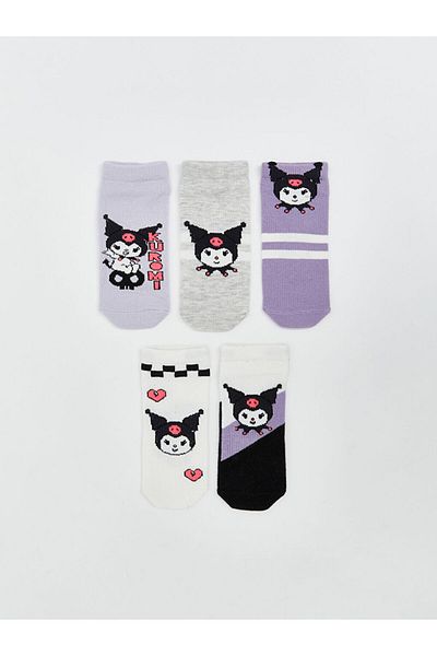 LC Waikiki Lilac Kuromi Patterned Girl's Booties Socks 5-Piece