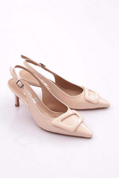 DGN Pantofi cu toc pentru femei cu dungi bej - 7763535