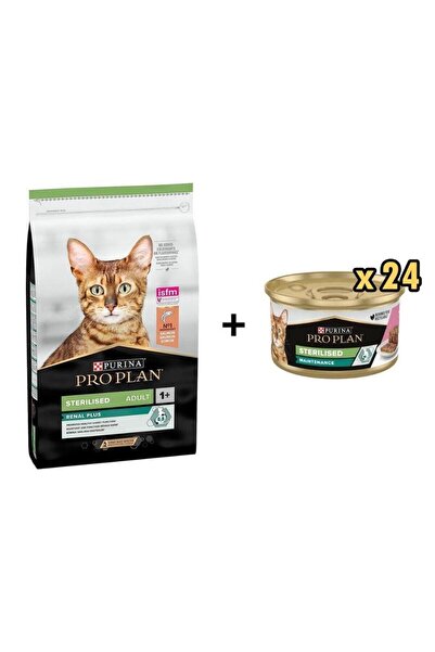 Pro Plan Sterilised Kısırlaştırılmış Somonlu Kedi Maması 10 KG + 24 Adet Proplan Sterilised Ton ve S