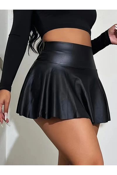 KİM Kİ O FUSTA SUPER MINI CU TALIE ÎNALTĂ PIELE PU