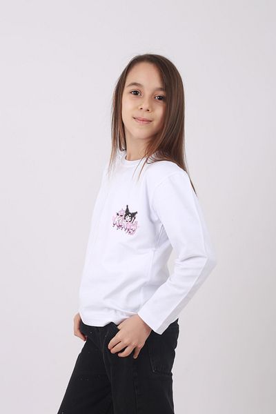 Çiggo Kids Комплект от 2 памучни суитшърта с щампа Kuromi и кръгло деколте за момичета