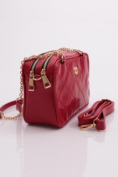 DGN Red Patent Leather Double Eye Chain Women's Bag - 1482856