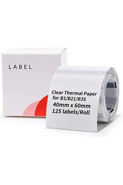 NiiMbot 40x60mm Şeffaf Etiket B1/B3S/B21S İçin 125 Adet, TT40*60-125transparent