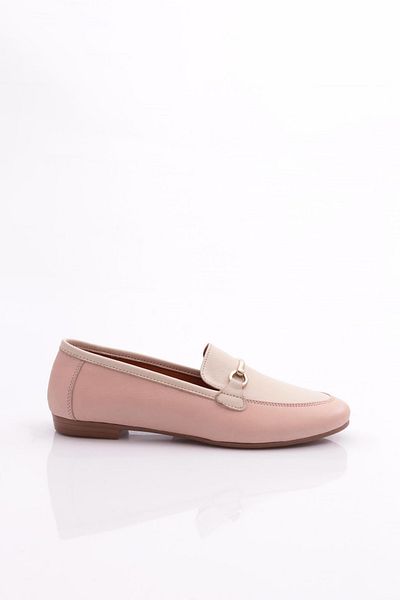 DGN Women's Round Toe Ballerinas Genuine Leather Powder 245232110
