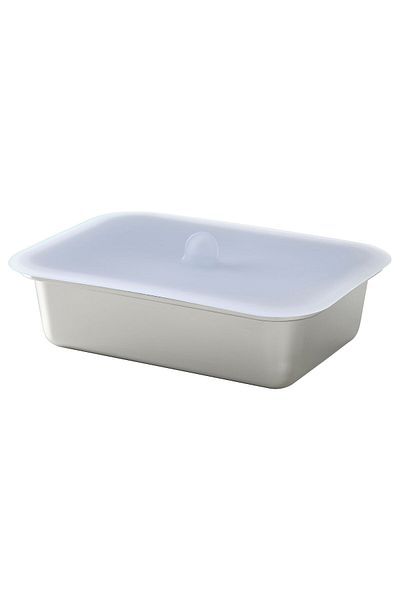 erorex Food container with lid, rectangular stainless steel/silicone, 1.0 l