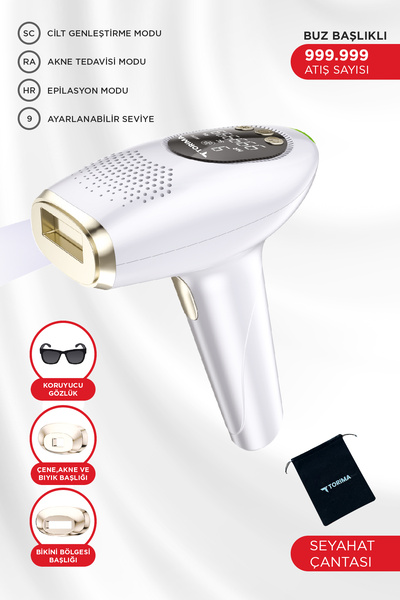 Torima Ipl Buz Lazer Epilasyon 999.999 Atım Outo/manuel Ağrısız Vücut Cihazı+Taşıma Kılıfı Hediyeli