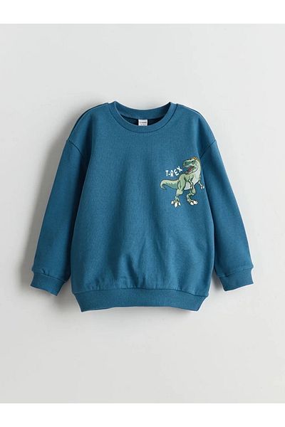 LC Waikiki Lcw Baby Petrol Crew Neck Printed Baby Boy Sweatshirt and Sweatpants Set of 2