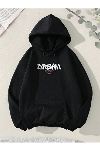 De Carte سويت شيرت بقلنسوة كاجوال موسمي مطبوع من DREAM للجنسين