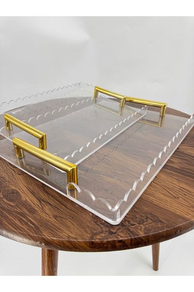 Living 2-Piece Transparent Serving Tray Set