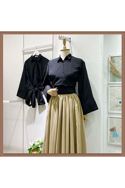 Faya Boutique cămașă din popelin cu curea neagră de marcă