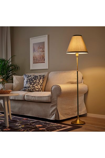 erorex Floor lamp, brass/green-grey