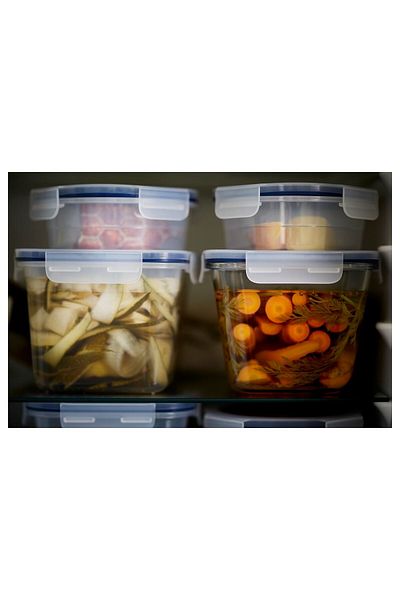 erorex Food container with lid, rectangular glass/plastic, 1.8 l