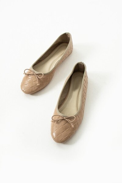 Elyo Holly Genuine Leather Nude Ballerinas