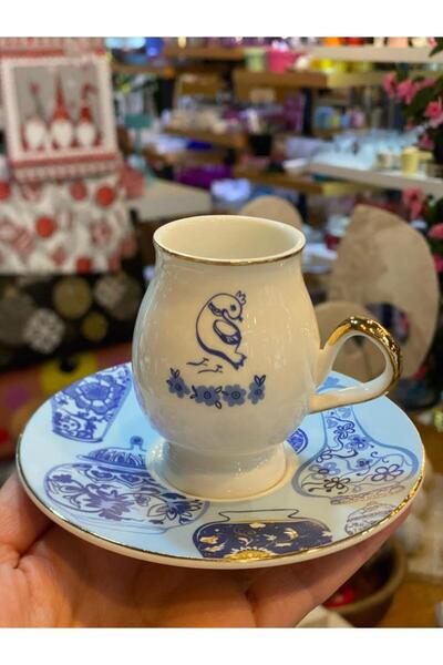 ÇIRPAN EV LACİVERT BEYAZ DESENLİ 6 KİŞİLİK TÜRK KAHVESİ FİNCANI