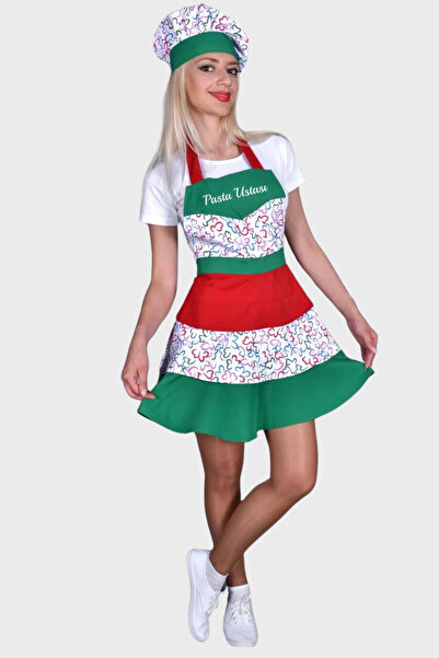 Üniformanya İsim Hediyeli Önlük Kep Takım Mutfak Önlüğü Kadın Aşçı Önlüğü Şef...