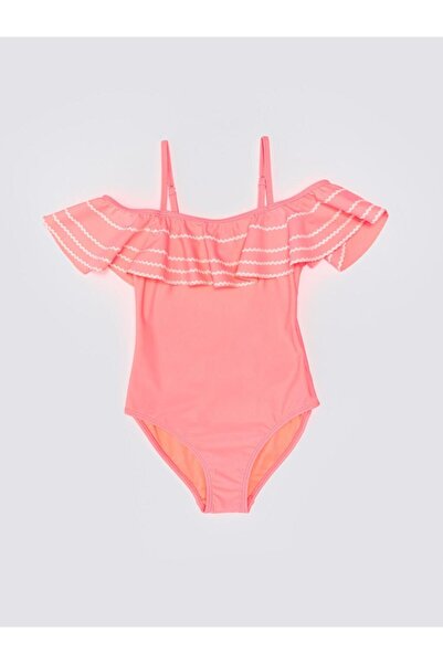 LC Waikiki Striped Ruffle Detailed Girls' Swimsuit (S3)