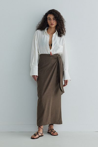 Suud Collection Lněná sukně - Hnědý design Noli