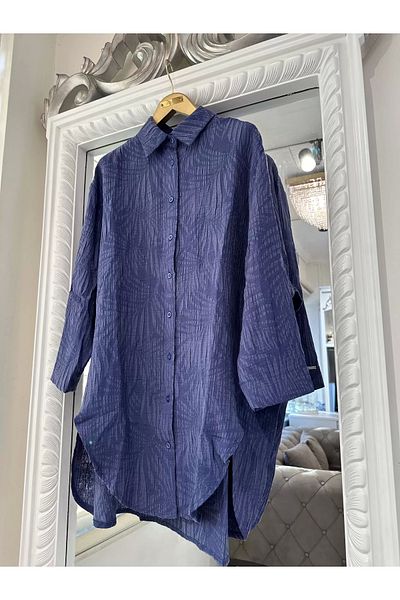 Invee INVEE 7017 - Cămașă modal Indigo cu model