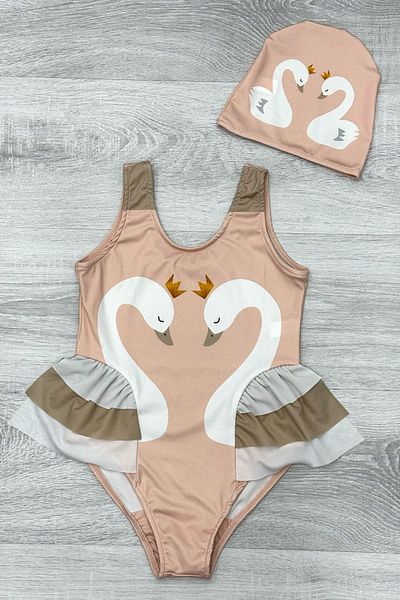 My Kids Wear Κομψό μοτίβο κύκνου τριών στρώσεων βολάν με λεπτομέρεια μπούστο για κορίτσια