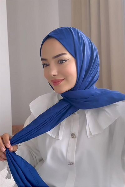 carell Indigo Tuğçe Night's Choice - Diamond Patterned Cotton Silk Shawl