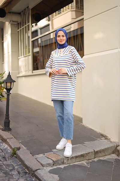 Lamazi Veil Lace Collar Cotton Women Tunic - Daily Use