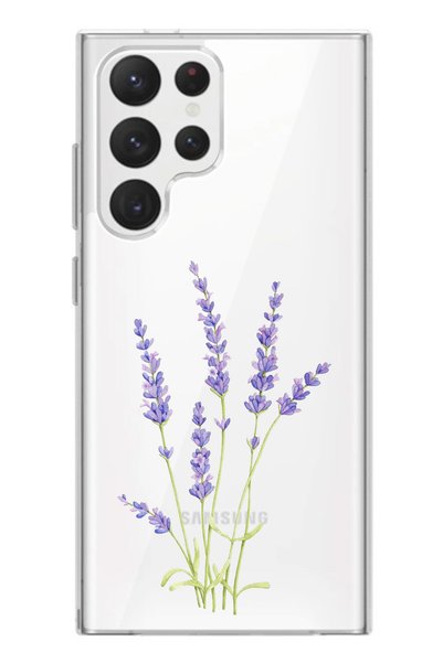 TechTree جراب سيليكون شفاف بتصميم زهرة اللافندر متوافق مع هاتف Samsung Galaxy...