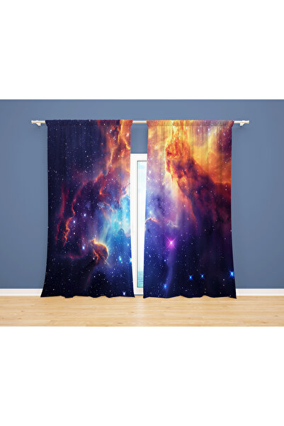 Home Cortina de fundal cu 2 aripi imprimată digitală 3D Space Space Cortina de fundal pentru sufragerie