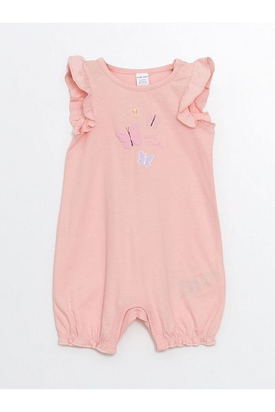 LC Waikiki Lcw Baby Pink Ruffled Baby Girl Snap Jumpsuit Set of 2