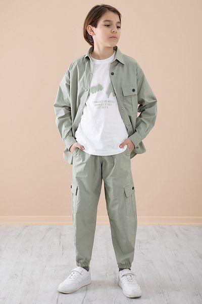 Cansın Mini Khaki Boy Printed T-Shirt 3 Piece Set 20330