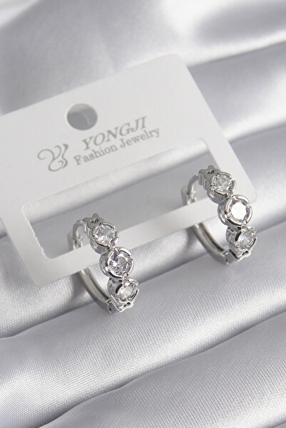 Epilons Brass Gold Color Zircon Stone Heart Detail Women's Earrings - Tj-Bkp8...