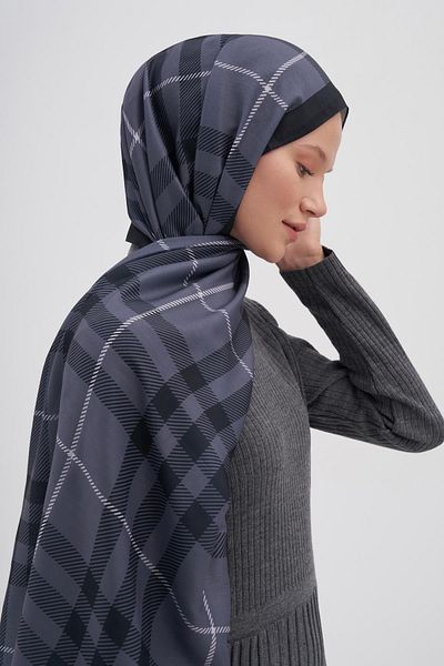 carell Echo Cotton Shawl Cuadros Gray